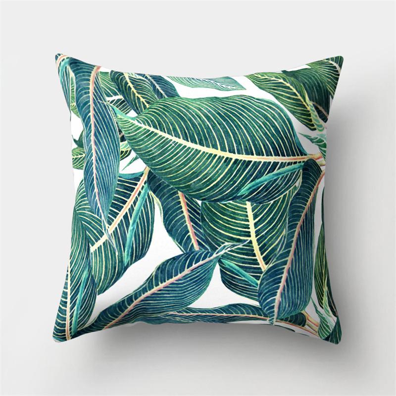 Green Tropical Plant Pillowcase Leaves Cushion Cover Sofa Lumbar Pillow Home Decor Pillowcase