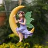 Садовый кулон «Лунная фея», Креативная подвесная статуэтка феи на качелях для двора, Домашнее украшение