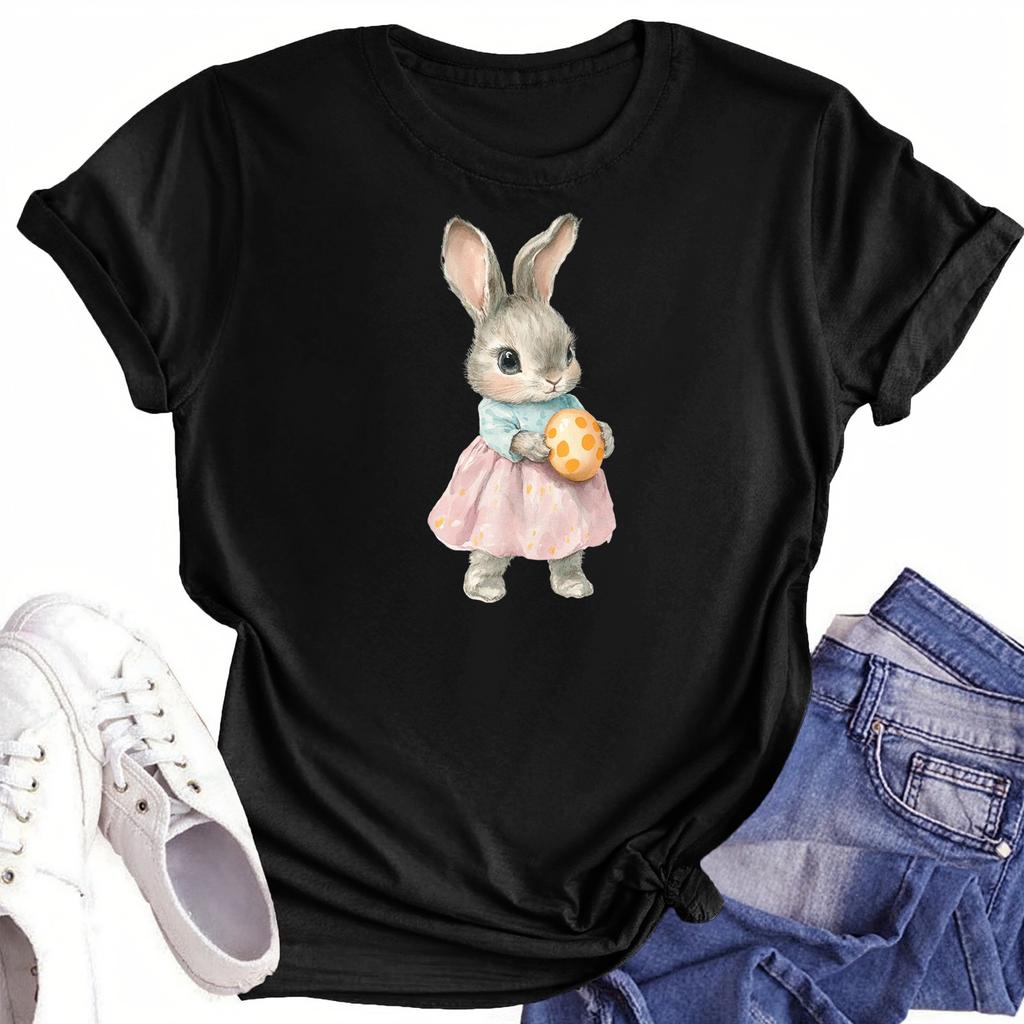 Женская повседневная футболка с круглым вырезом и короткими рукавами с принтом