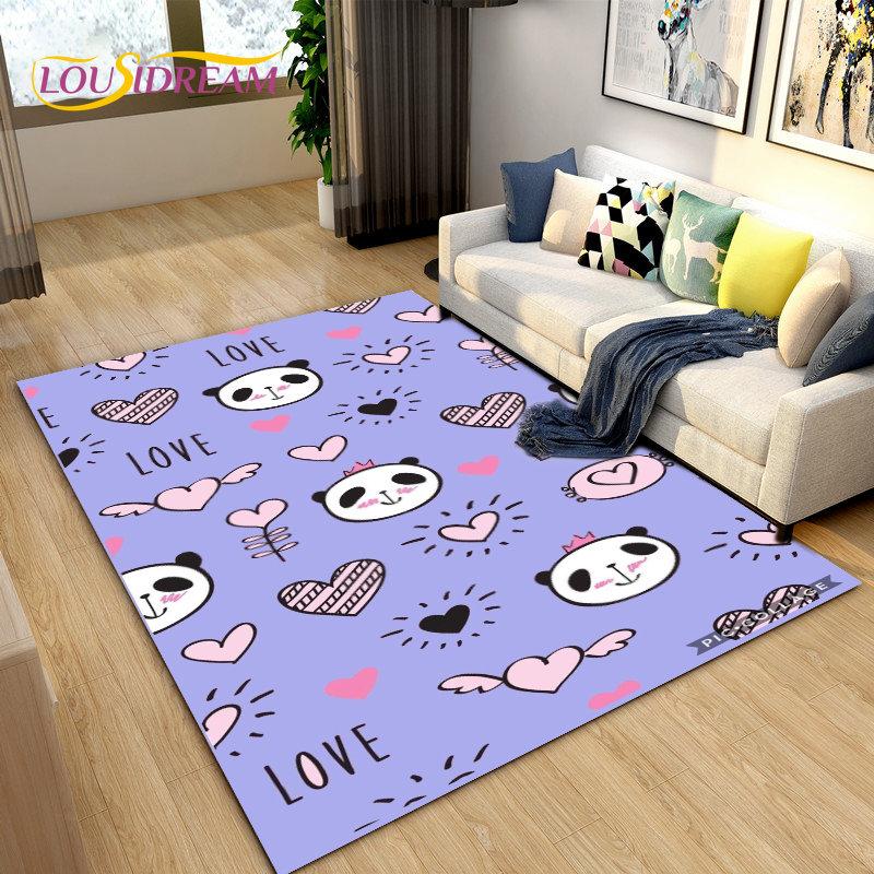 3D Cartoon Cute Panda Area Rug,Carpet Rug for Living Room Children's Room Decoration,Kid Play Crawl Soft Non-slip Floor Mat Gift