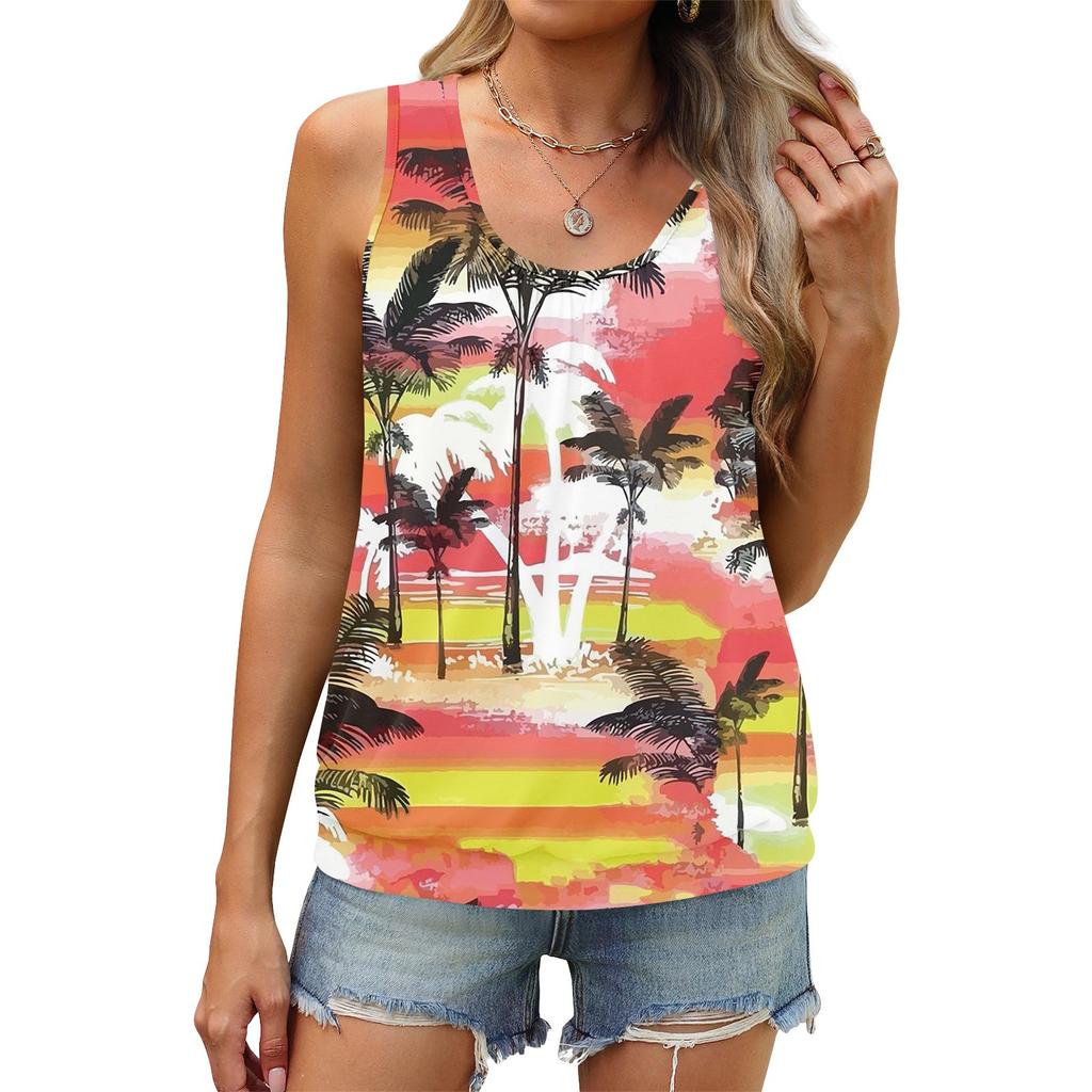 Женский летний жилет, свободная плиссированная рубашка с круглым вырезом, повседневный топ без рукавов