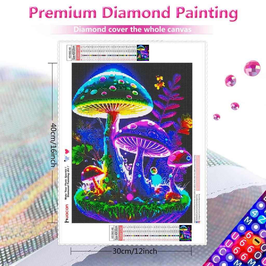 HuaCan алмазная живопись гриб полный круглый AB дрель картины мозаичная картина со стразами вышивка искусство ремесло домашний декор стены