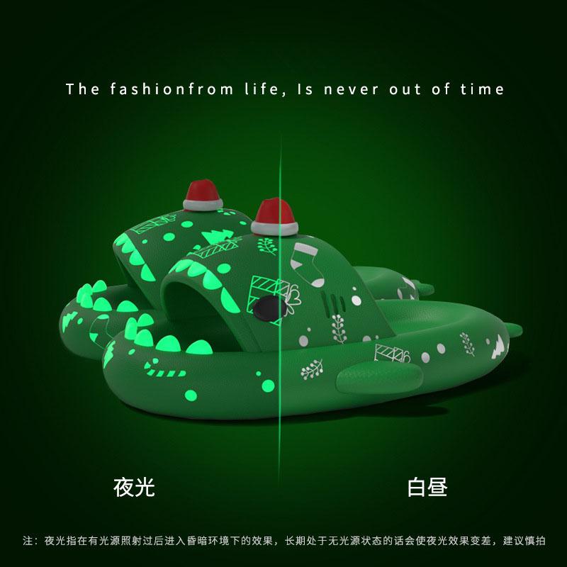 Модные ночные светящиеся тапочки-акулы для женщин и мужчин, домашняя уличная обувь, рождественский стиль Хэллоуина, парные летние сандалии, тапочки на платформе