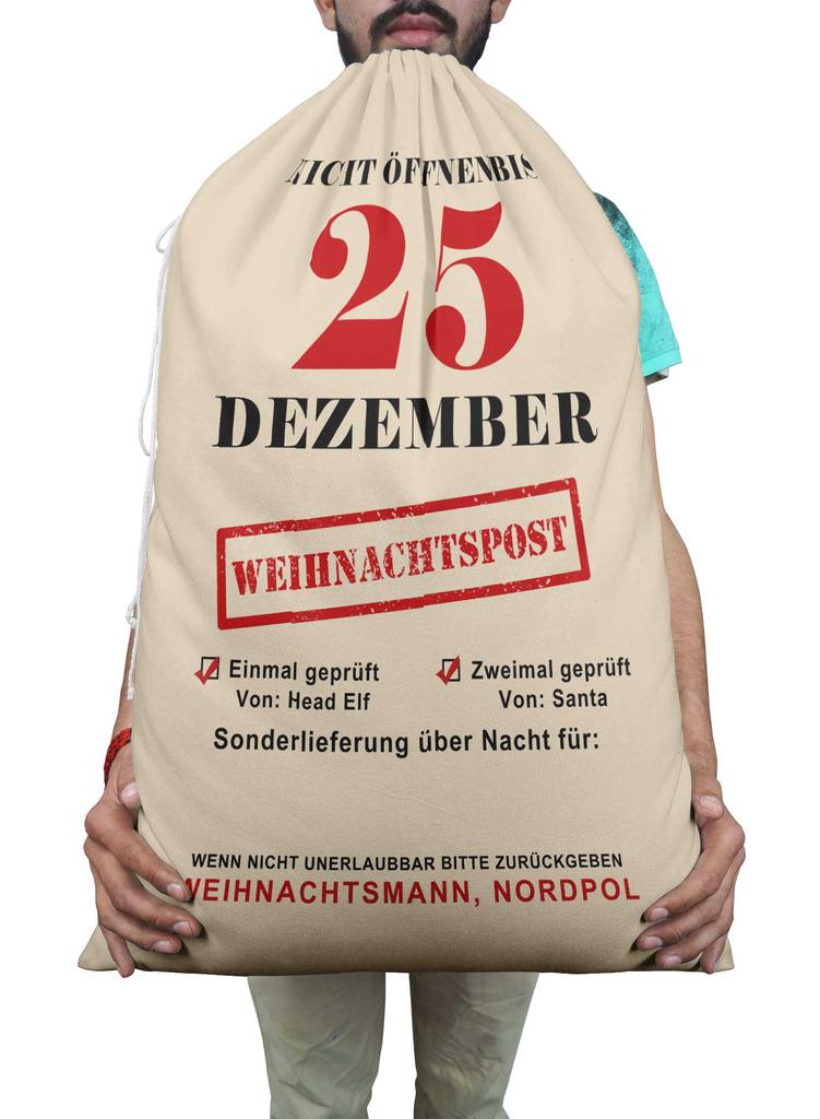 Printtoo 2 шт. Большие мешки Санты с завязками на шнурке, холщовые рождественские подарочные пакеты для детей, Рождество 27x20 дюймов