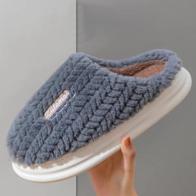 Новые хлопковые тапочки для женщин, зимние домашние тапочки для пар, толстая подошва, теплые домашние плюшевые тапочки для мужчин