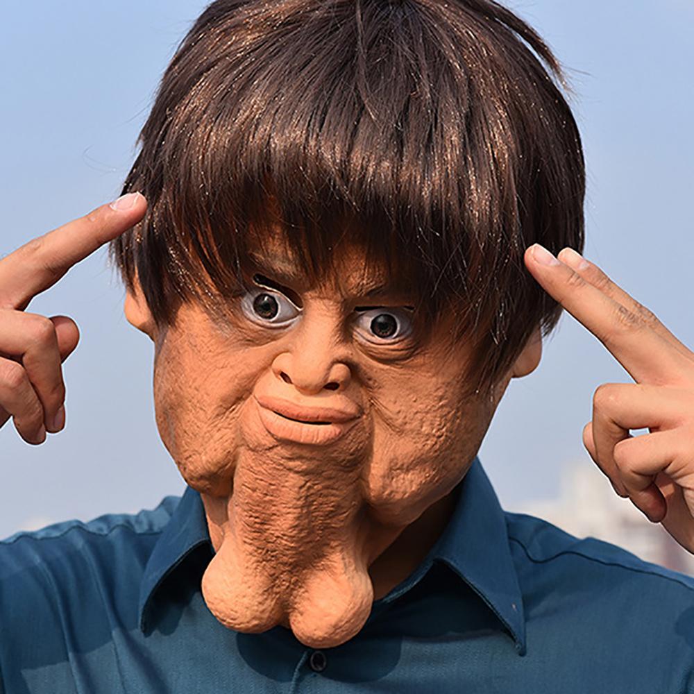 Забавная латексная маска на голову с двойным подбородком, костюмная вечеринка, реквизит для косплея, Новый год