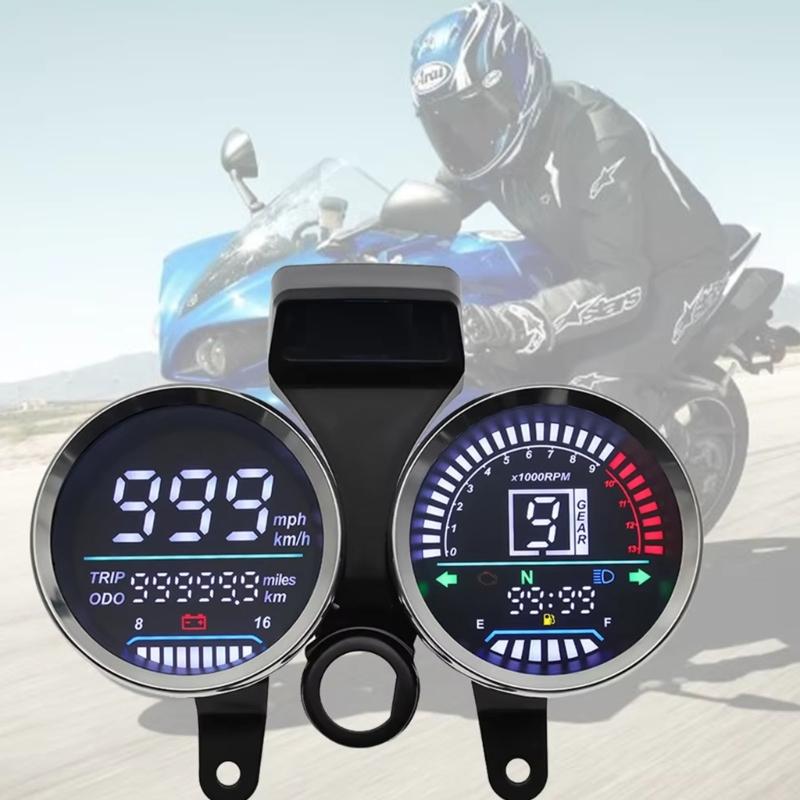 Цифровой дисплей приборной панели Спидометр Одометр Панель приборов Подходит для GN125 Водонепроницаемый Приборная панель мотоцикла Светодиодный Тахометр