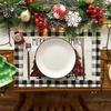 4pcs Christmas Tree Placemat Linen Dining Table Mats Coaster Bowl Coffee Cup Pad Mat 2025 Navidad Home Kitchen Decoration
