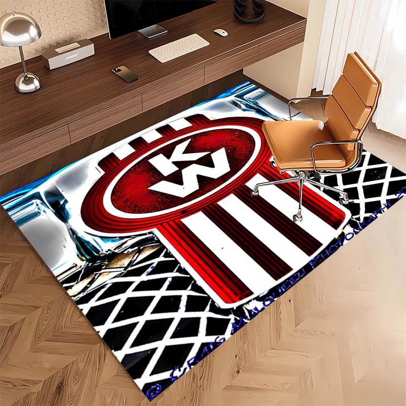 1pc Kenworth LOGO Print Area Rug - Soft, Washable Non-Slip Indoor Mat, Living Room, Home Office Decorative Rug,Office Decorative