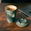 Керамическая офисная кружка Edenus Sanxingdui с зеленой крапчатой глазурью