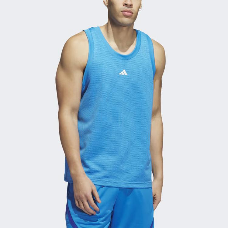adidas Майки мужские Синие С круглым вырезом Умеренные Другие IL2265
