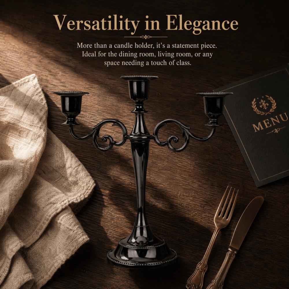 Metal Antique Metal Candle Holder Black Classic Indoor Ornament  Hotel Indoor Layout