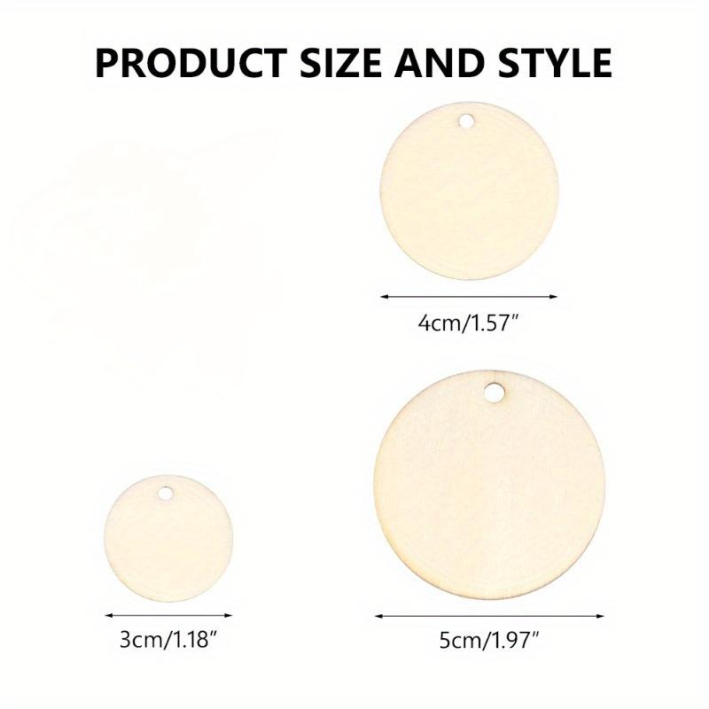 300 шт., 3/4/5 см, круглая упаковка, деревянные 2 см, 3 см, 4 см, 5 см, круги из натуральных дисков, пустые знаки, поделки, подарочные этикетки для свадебной вечеринки, повесить бирки, карты