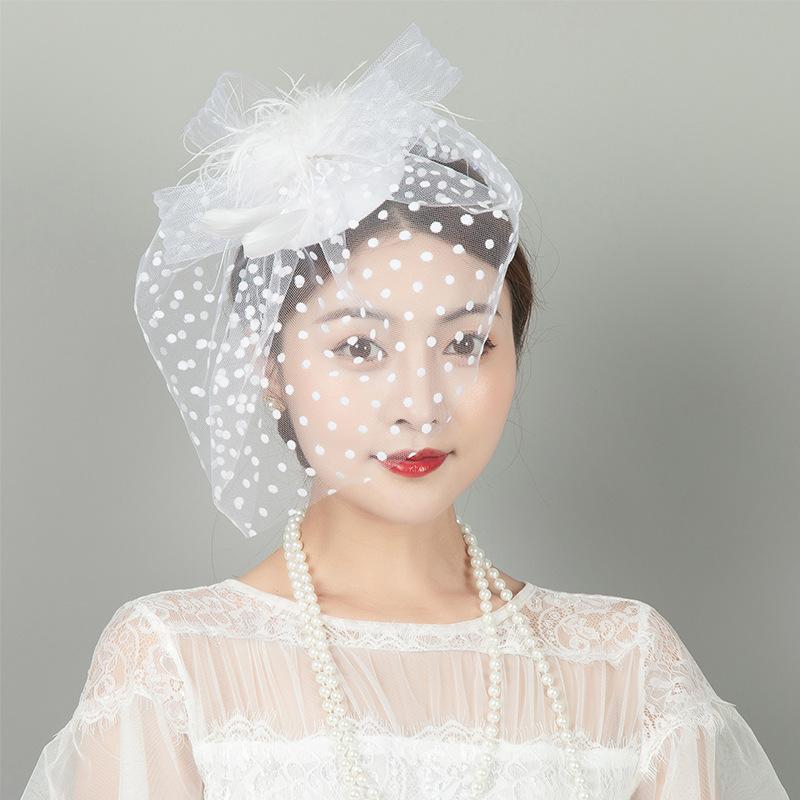 Bridal Face Covering Headgear Veil Old Shanghai Cheongsam Accessories Classical Feather Top Hat