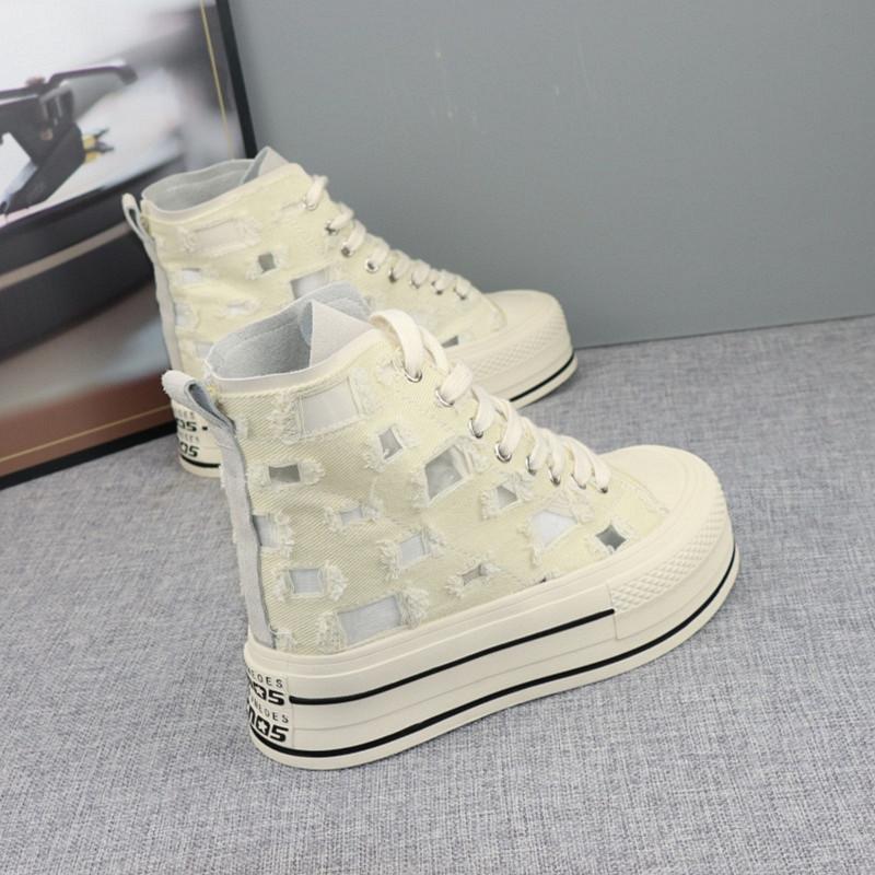 Модные женские кроссовки на каблуке 10 см, на толстой подошве, летние новинки, дышащая сетка, высокий верх, дизайн с отверстиями, легкие, удобные