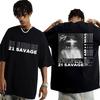 Limited 21 Savage I Am I Was Album Cover T Shirt Men's Women Harajuku Vintage T-shirt Oversized Short Sleeve T Shirts Streetwear