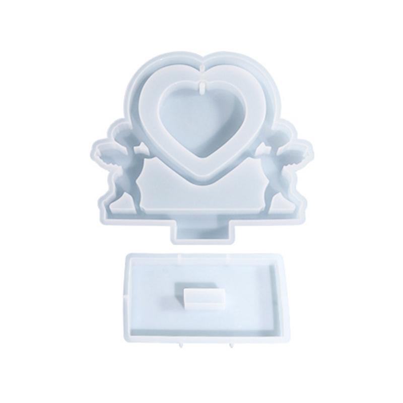 DIY Silicone Mold Heart Photo Cupids Frames Molds Beautiful Heart Shaped Frames Mould for Home Office Table Ornaments