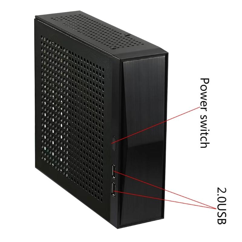 Компьютер ITX для корпуса FH05 Мини-настольный для корпуса Промышленный контроль Домашний кинотеатр ПК для игр для корпуса Горизонтальный металлический Des