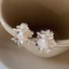 Elegant S925 Silver Camellia Pearl Stud Earrings for Women