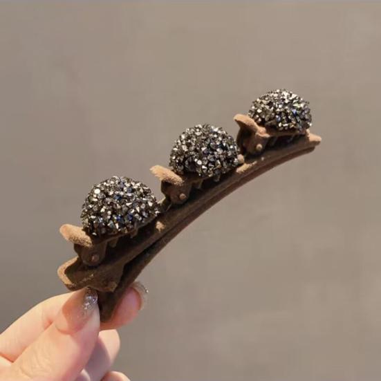 Декор в виде сердца со стразами, элегантная заколка для волос, двухслойная шпилька с ворсом, заколка для волос, аксессуары для волос