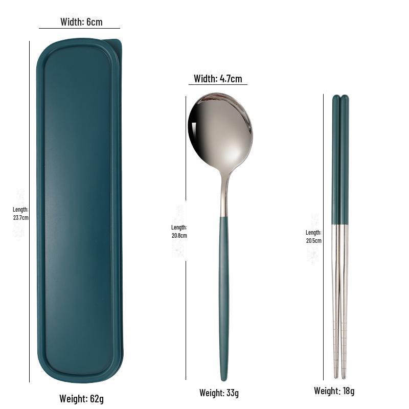 Набор переносной столовой посуды из нержавеющей стали: Палочки для еды, ложка, вилка — персонализированный подарок для студентов/путешественников с логотипом.