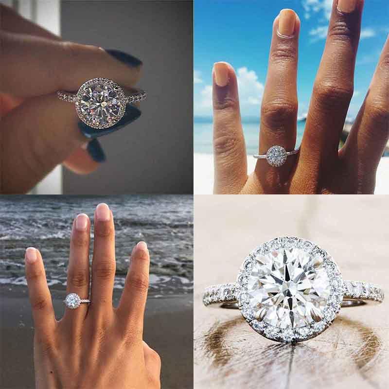 Ослепительное белое роскошное кольцо с полным покрытием из стразов и микро-вставками с серебряным покрытием