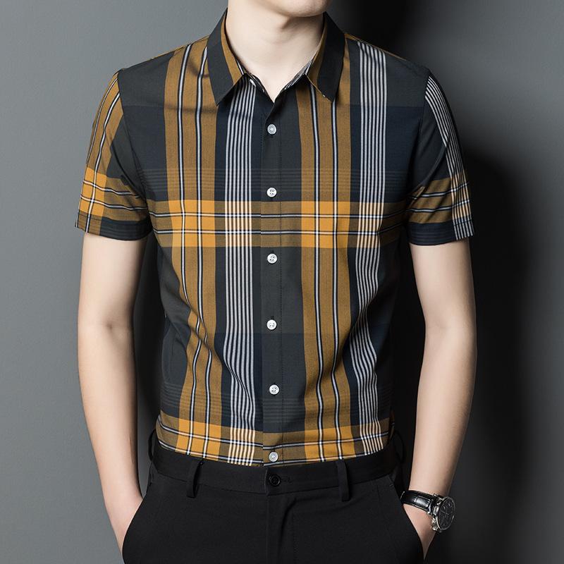 Мужская рубашка с коротким рукавом, летняя новинка для молодежи и среднего возраста, повседневная полосатая тонкая свободная рубашка, корейский кардиган, мужской топ
