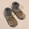 1 Pair Women Leopard Floor Socks Autumn Winter Non-slip Men Women Soft Fluffy Thick