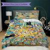 Cute animals Pattern Bedding uilt Set uilt Cover Pillowcase Home Decoration Birthday Gift (1 * duvet cover + 2 * pillowcase  without core)