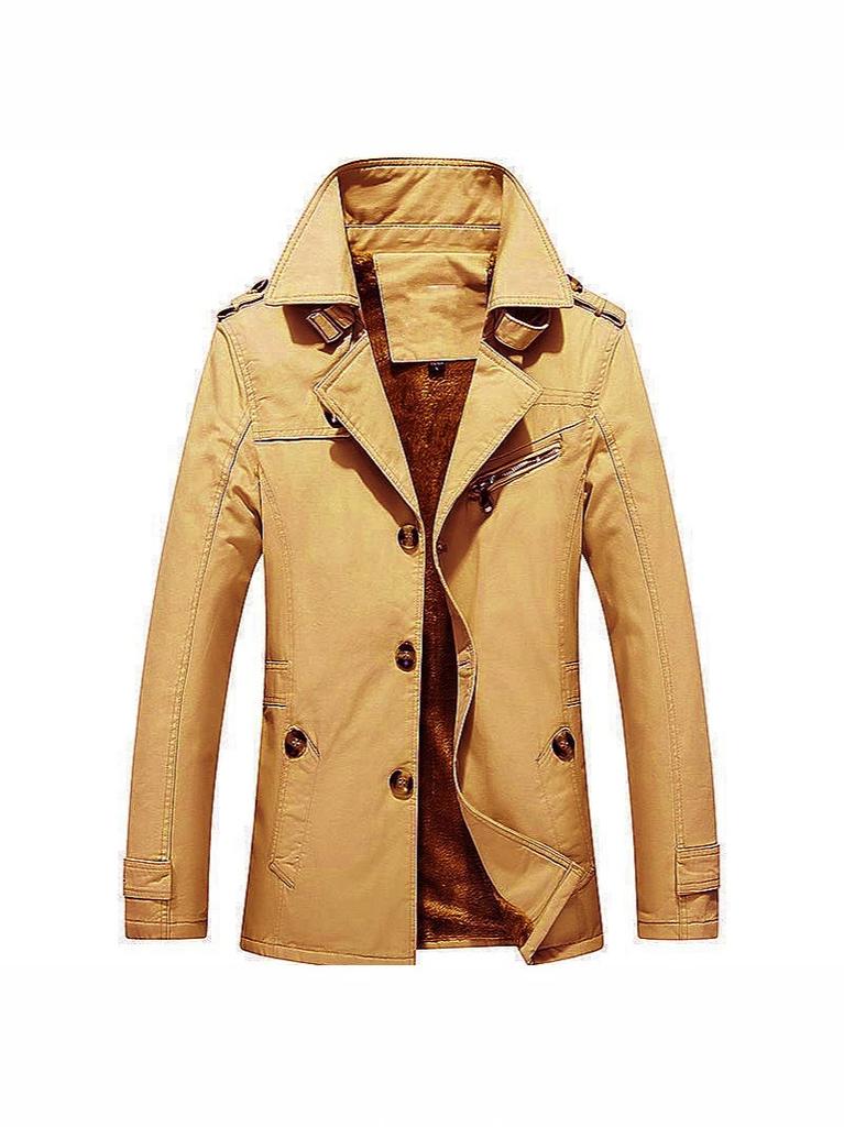 Men'S Trench Coat Autumn And Winter Men'S Trench Coat Velvet Men'S Coat British Trench Coat Men'S Trend