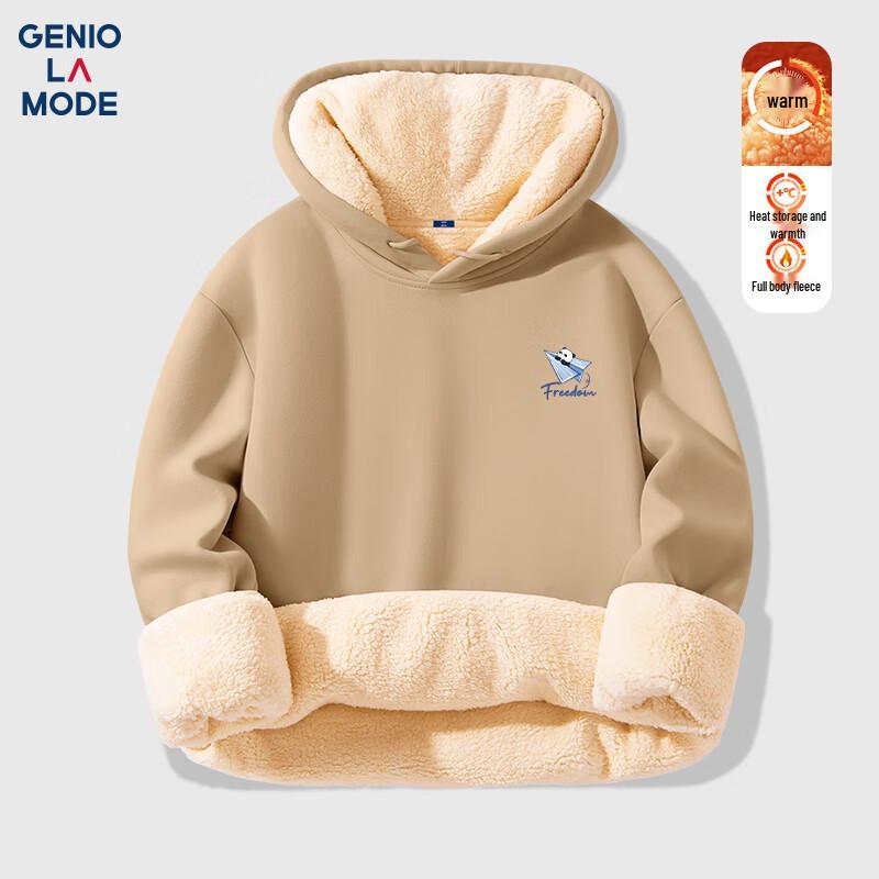 GENIOLAMODE Мужская толстовка с капюшоном, на флисовой подкладке, тяжелая