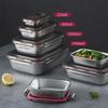 304 Stainless Steel Rectangular Fresh-Keeping Lunch Box with Lid for Kitchen Storage