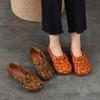 Hand Woven Flat Roman Sandals Genuine Leather Soft Sole Hollow-out Women's Shoes