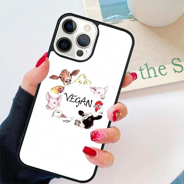 Vegan Vegetarian Quotes Phone Case Cover For iPhone 17 Air 15 16 14 13 12 Pro Max 11 Pro Max Plus Coque Shell