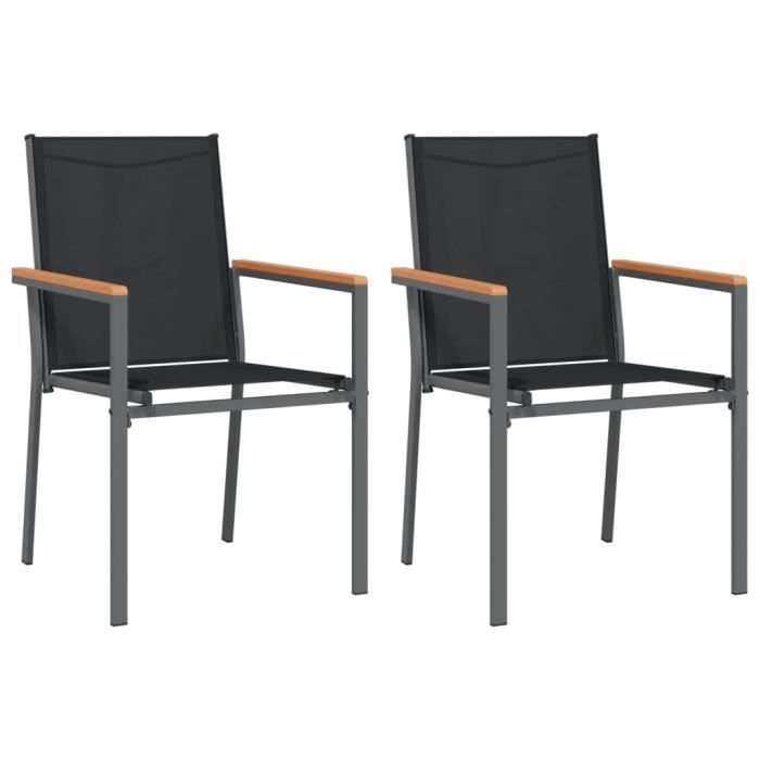 VidaXL Garden Chairs Set of 2 Black 55x61.5x90cm Textilene and Steel 364099