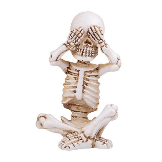 3 шт. Украшения в виде черепа, статуэтки скелетов для йоги из смолы, статуэтка «Слышу, вижу, не говорю, не злу», готический домашний декор на Хэллоуин для коллекционеров черепов