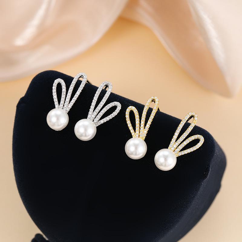 Серьги-кролики из серебра 925 пробы Banyan Tree с бриллиантом, жемчугом и модным дизайном для женщин.