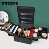 Косметичка многослойная большого размера портативная косметичка черная многофункциональная косметичка для инструментов сумка для хранения косметики
