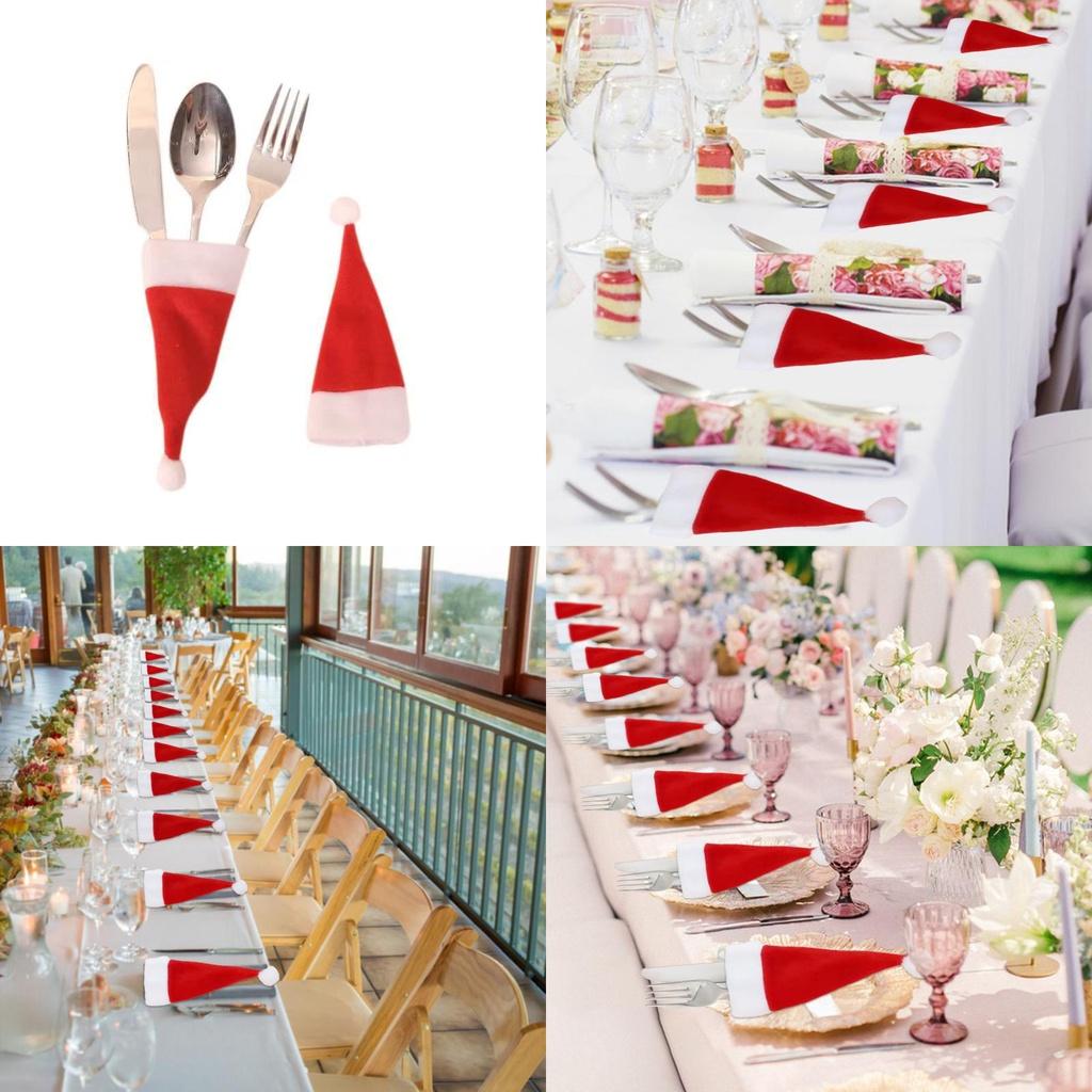 Рождественское украшение Мини шляпа Санты Плюшевый набор вилки и ножа для бутылок вина Оптом от производителя