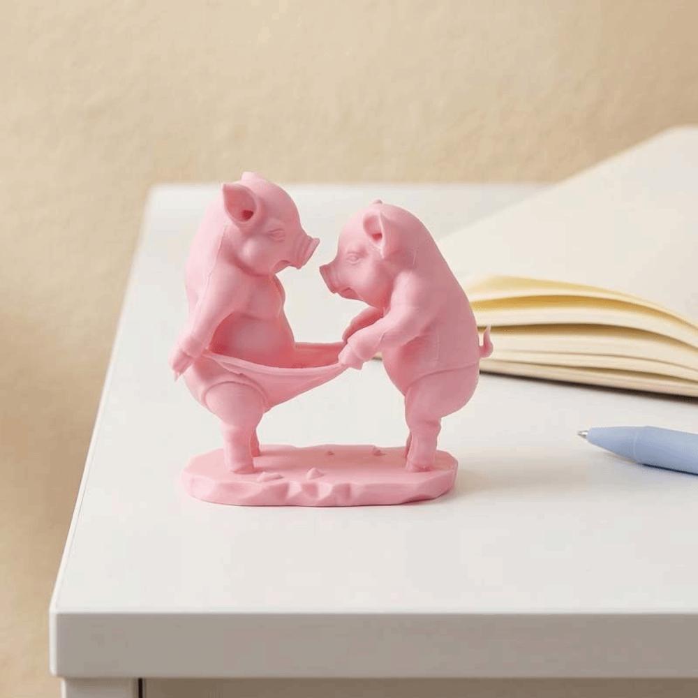 Animal Crafts 3D Printed Pig Toy Creative Animal Pig Model Cartoon Pig Figurine Home Decoration