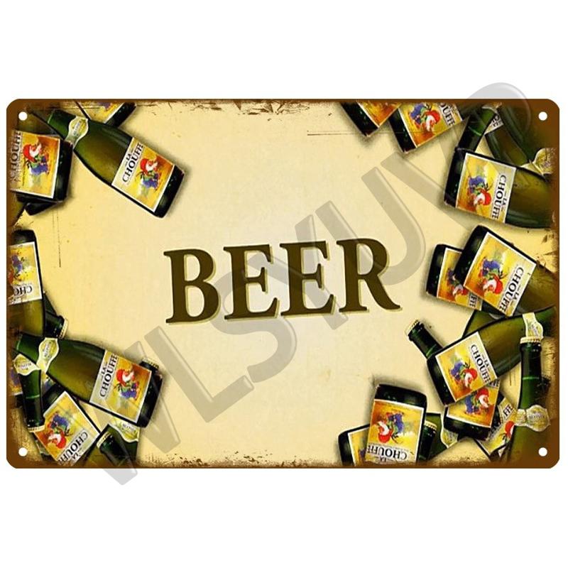 La Chouffe Retro Hertog Jan Металлическая вывеска Жестяная вывеска Виски Бельгия Пиво Дощечка Металлический настенный декор Винтажный декор Плакатные тарелки Мужская пещера