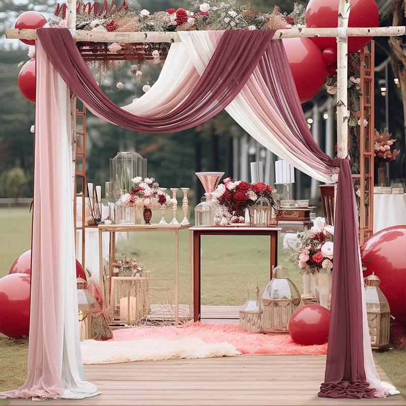 Комплект из 3 предметов: свадебная арка, драпировка, ткань, прозрачный шифон, тюль, занавеска, драпировка, фон, праздничные атрибуты, домашняя драпировка, церемония, украшение