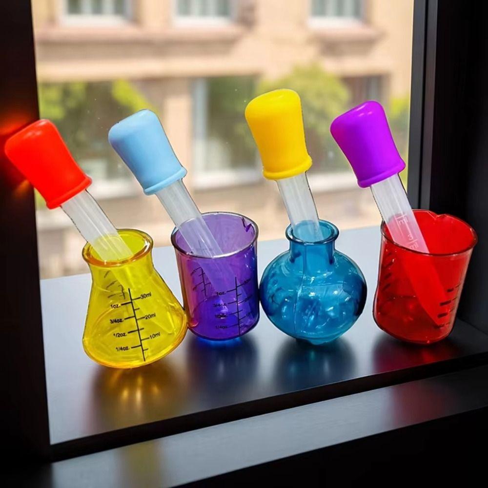 Educational Liquid Measure Tool 4 Colored Science Experiment Cups Mini Measuring Cups Kindergarten