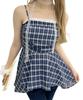 WEGO Кружевной чокер в клетку с неровным подолом Ками Размер Синий Женский Комплект, Платье, F,