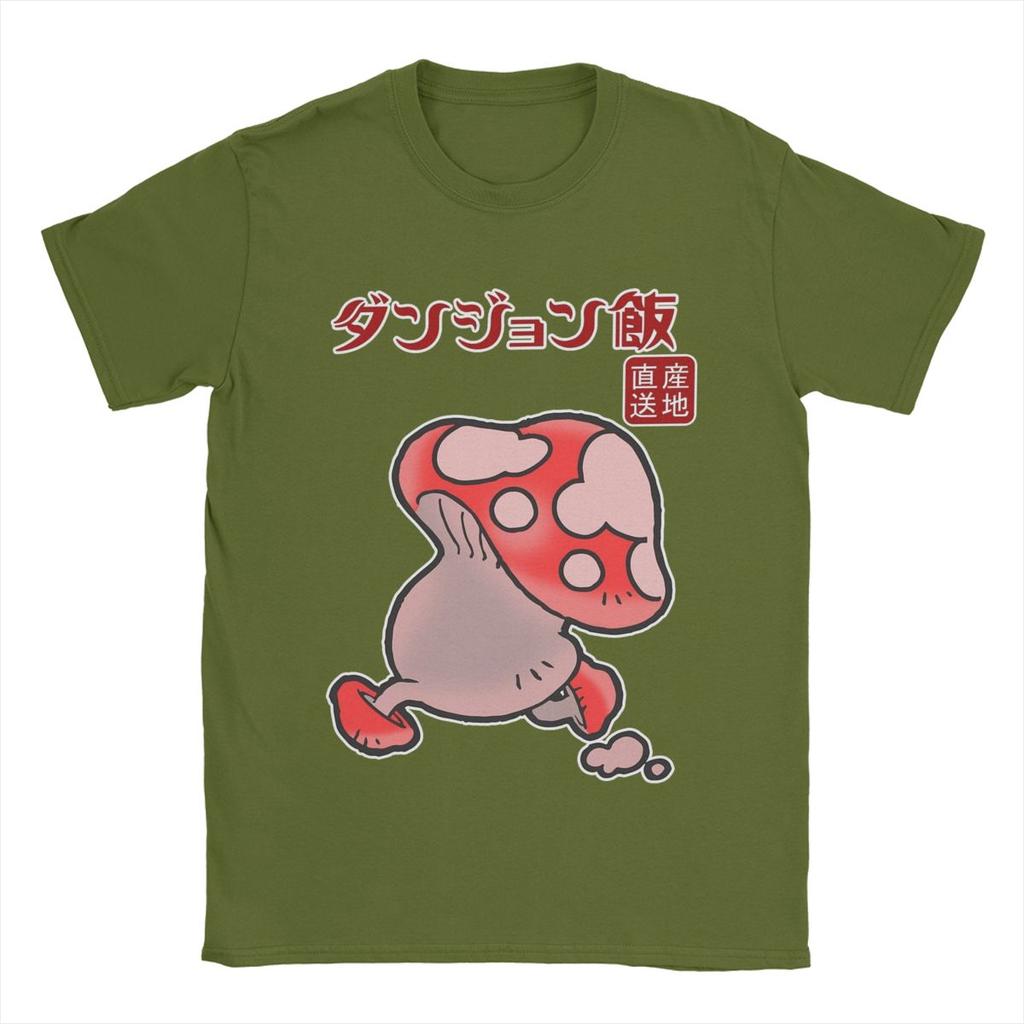 Юмористические Вкусные В Подземелье Футболки с Грибами Мужские Футболки из Чистого Хлопка с Круглым Вырезом Аниме Футболки с Коротким Рукавом Одежда Больших Размеров
