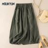 Literary Women's Cotton Linen Half Skirt Children's Summer Linen Half Skirt Medium Long Style Skirts