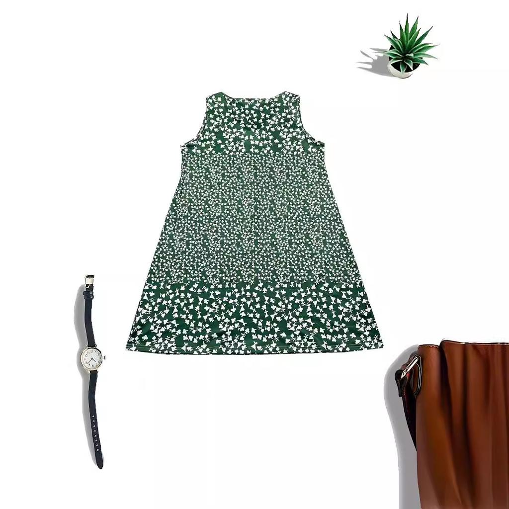 Летние женские платья без рукавов с V-образным вырезом и мелким цветочным принтом