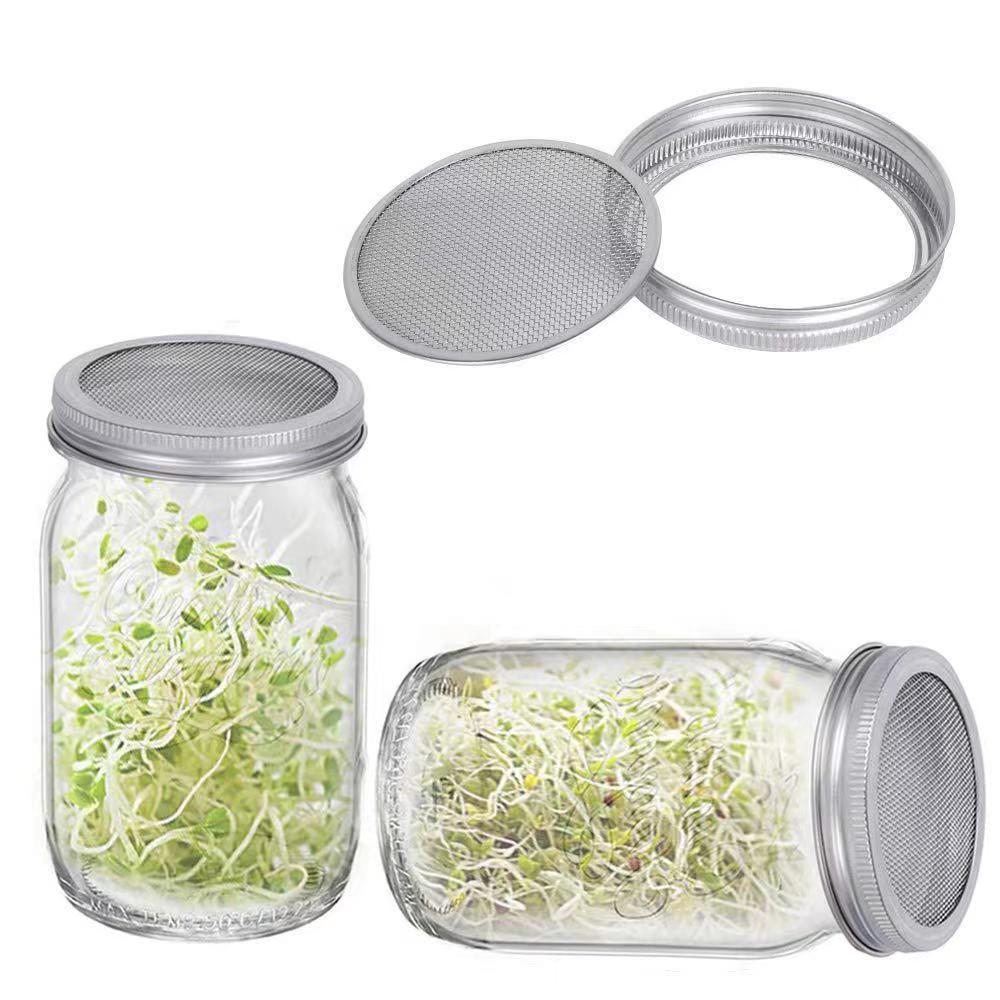 Банка для проращивания Mason Jar из нержавеющей стали, 32 унции, с широким горлом и держателем для сетки-фильтра