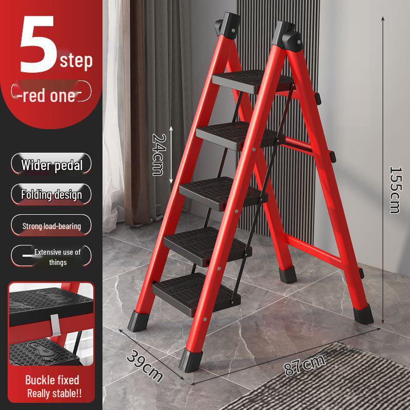 Folding Telescopic A-Frame Household Ladder, Thickened Step Stool, 3-4 Steps, Multifunctional Indoor Use.