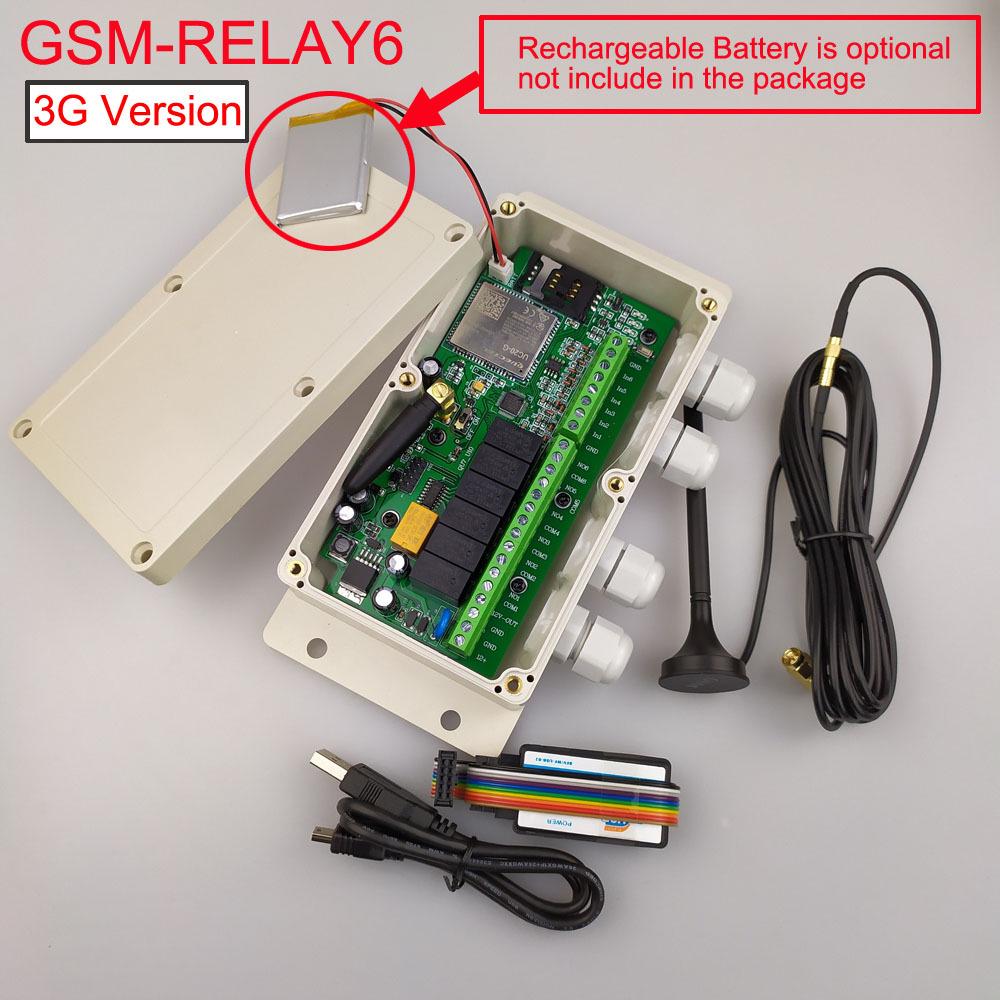 Available in 2G, 3G, and 4G, the GSM-RELAY6 is a six-channel remote relay controller.